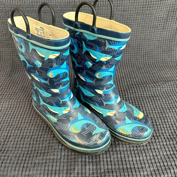 Western Chief Other - Western Chief | Little Boy Shark Design Black & Teal Rain Boots, Size 13